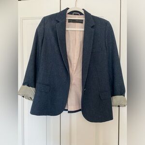 Zara Tweed Blazer with Elbow Patches
